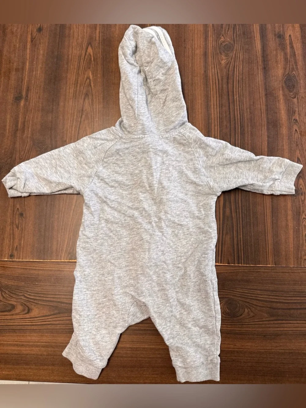 Infant adidas Grey Hooded Baby One-Piece - Picture 4 of 4